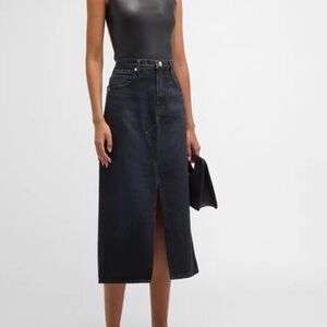Frame The Midaxi Black Denim Skirt